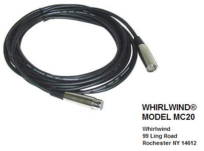 Whirlwind Model MC20 XLR Cable